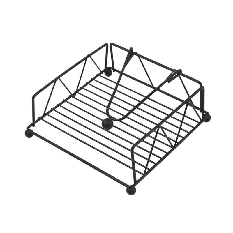 

Минималистичный квадратный держатель для бумажных салфеток Железное кухонное решение для хранения Декорация столешницы для дома и офиса чёрный