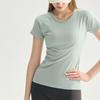 Seamless Skinny Yoga Suit Short Sleeve Crew Neck Breathable Running Sports T-Shirt Stretch Pilates Top Summer