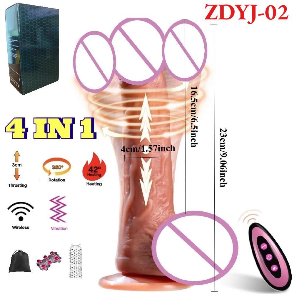 Thrusting Telescopic Realistic Dildo with Suction Cup Heating Swing Sex Toys Vibrator Masturbators Vagina Anal Massager Gode 18+