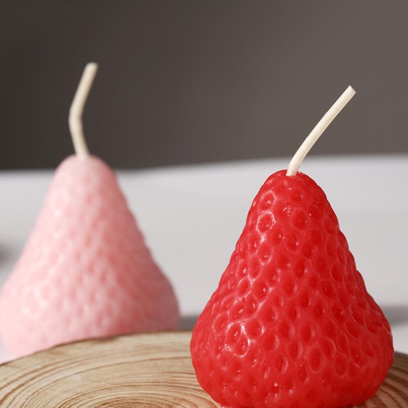 Small Strawberry Ornaments: Creative Fruit Wax Candles for Party Dessert Table & Photogenic Props