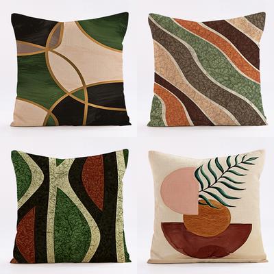 Home Decor Abstract Geometric & Botanical Printed Pattern Cushion Cover Suitable for Sofa Bedroom Car Pillow Cover