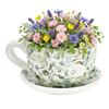 Vase tasse - EDEN - feuilles d'eucalyptus - céramique - motif botanique vert - 26x23x14 cm