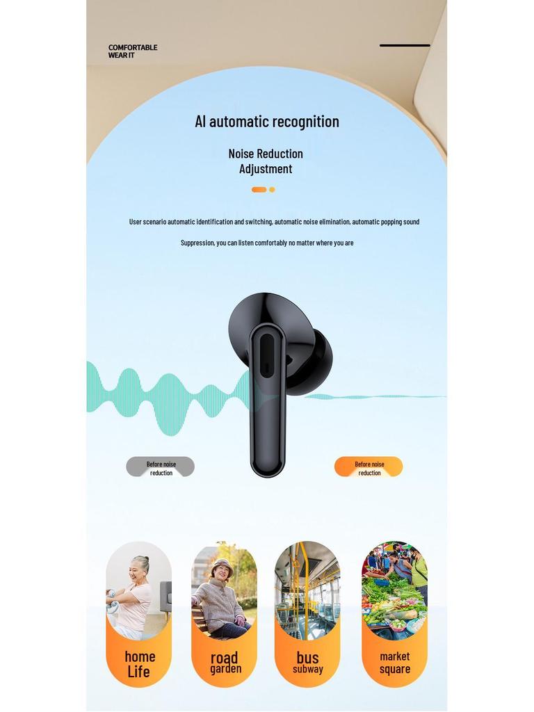 Bluetooth Earphones: Long Battery, Hearing Aid, Smart Sound Amplifier for Elders with Hearing Loss