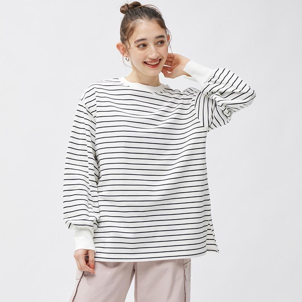 

GU by Uniqlo Light Sweat Oversized футболка с длинными рукавами в полоску