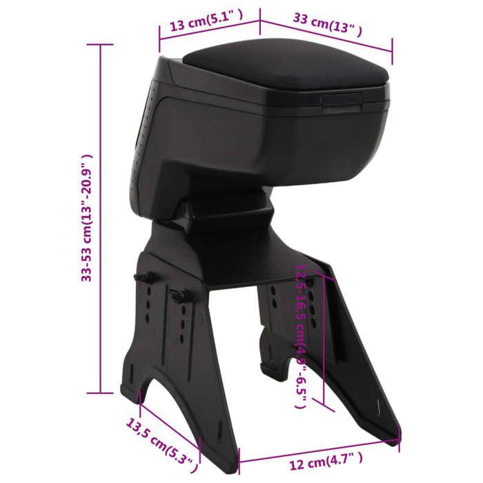 VidaXL Accoudoir de voiture universel noir 13x33x(33-53) cm ABS 154644