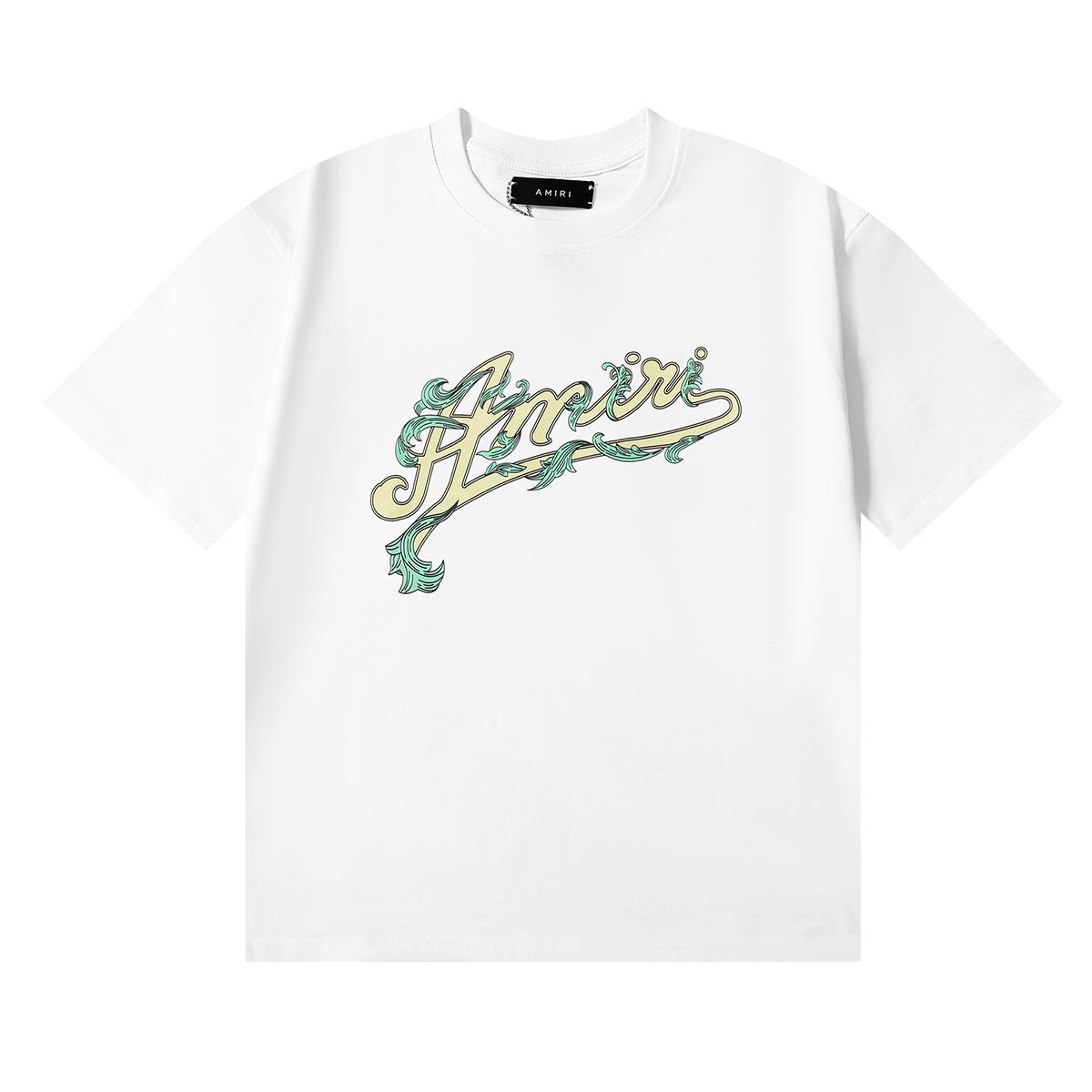 

965 Amiri 2025 Літня нова чоловіча та жіноча вільна високоякісна бавовняна футболка великих розмірів для пар M