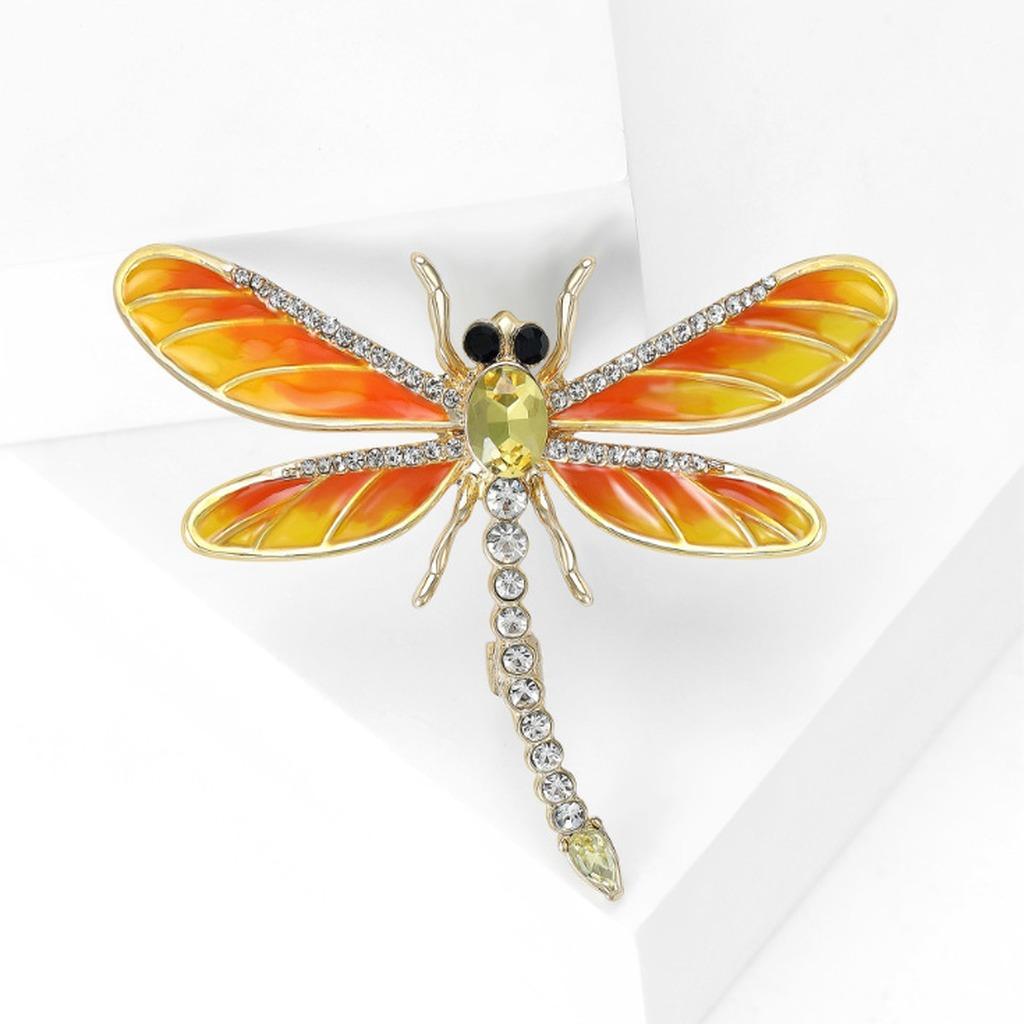 Enamel Brooch Original Jewelry For Blazer Rhinestone Brooch Vivid Dragonfly Brooch For Blazer Friend Gatherings Sweater оранжевый