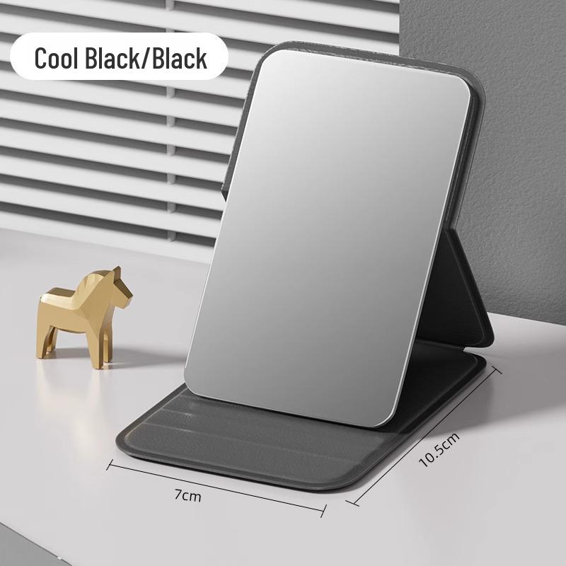 Portable Folding Vanity Makeup Mirror for Desktop and Handheld Use