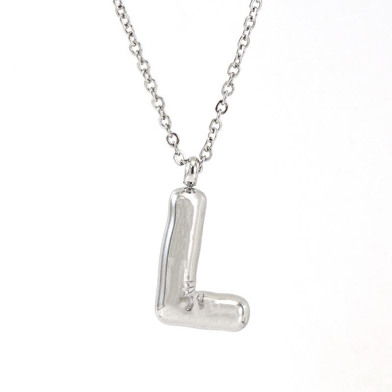 Fashionable Plump Stainless Steel Alphabet Necklace For Women