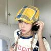 Cotton Plaid Beret Hat Dopamine Style Flat Peaked Cap Elegant Lattice Sun Hat  Streetwear