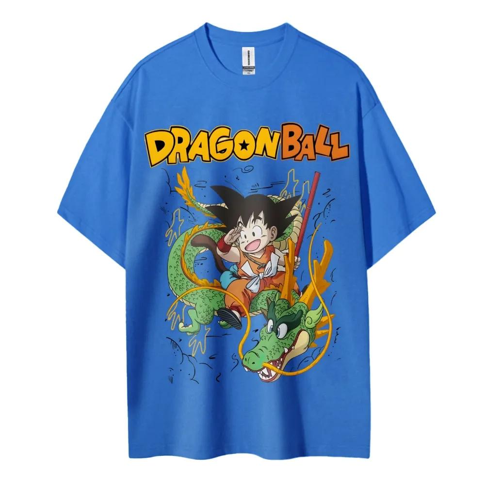 2026 Summer Dragon Ball Oversized Tshirt High Quality 100 Cotton Kid Goku  Shenron Print Unisex Retro Casual Adults Kids