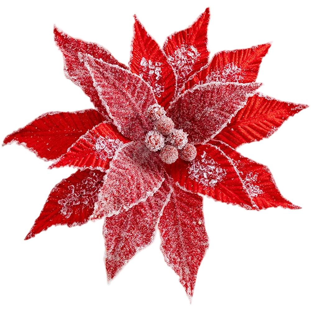 

Elvet Christmas Simulation Flower Ornament With Frosted Effect For Tree DIY Holiday Decoration Simulation Flowers красный
