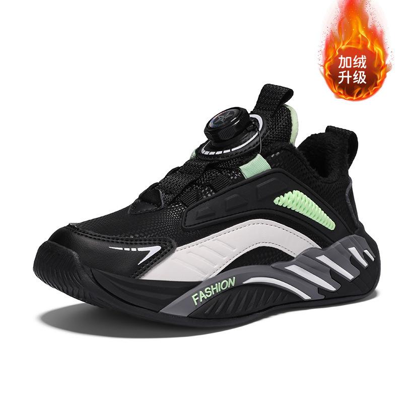 

24 осенне-зимние одноклассники, спортивная обувь для мальчиков, вращающаяся пряжка, флис, износостойкая кожаная поверхность, легкие, для среднего и старшего возраста 40 yards/inner length 25.4cm