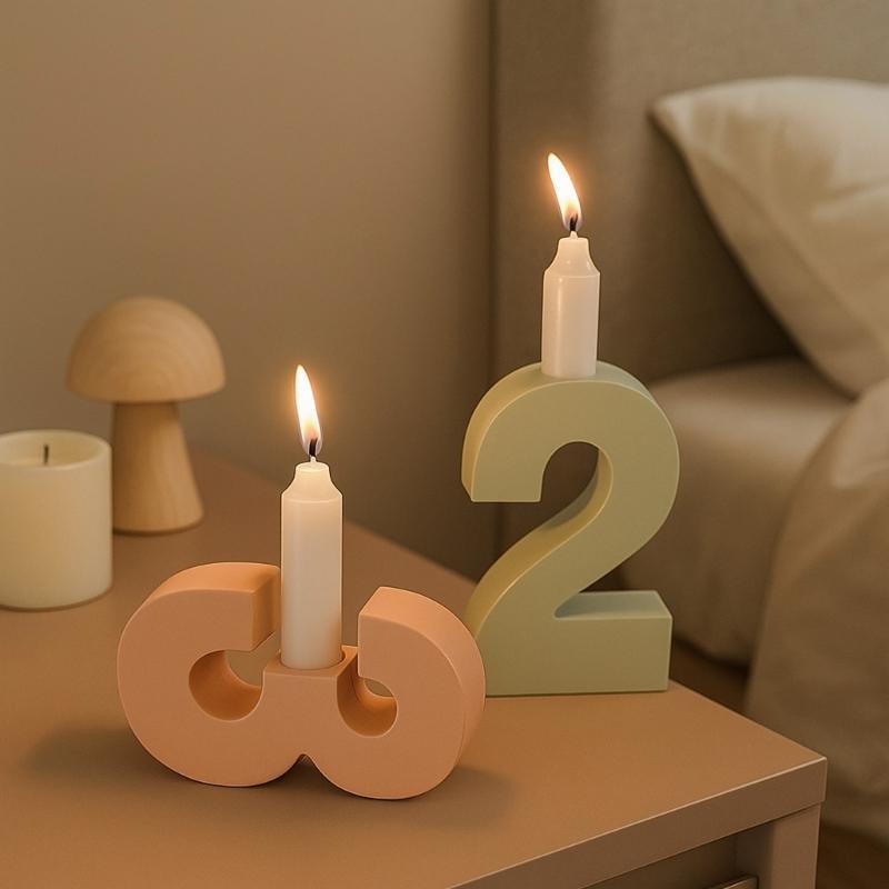 Large Number Number Candle Holders Silicones Molds For DIY Craft Birthday Wedding Dinner Decors