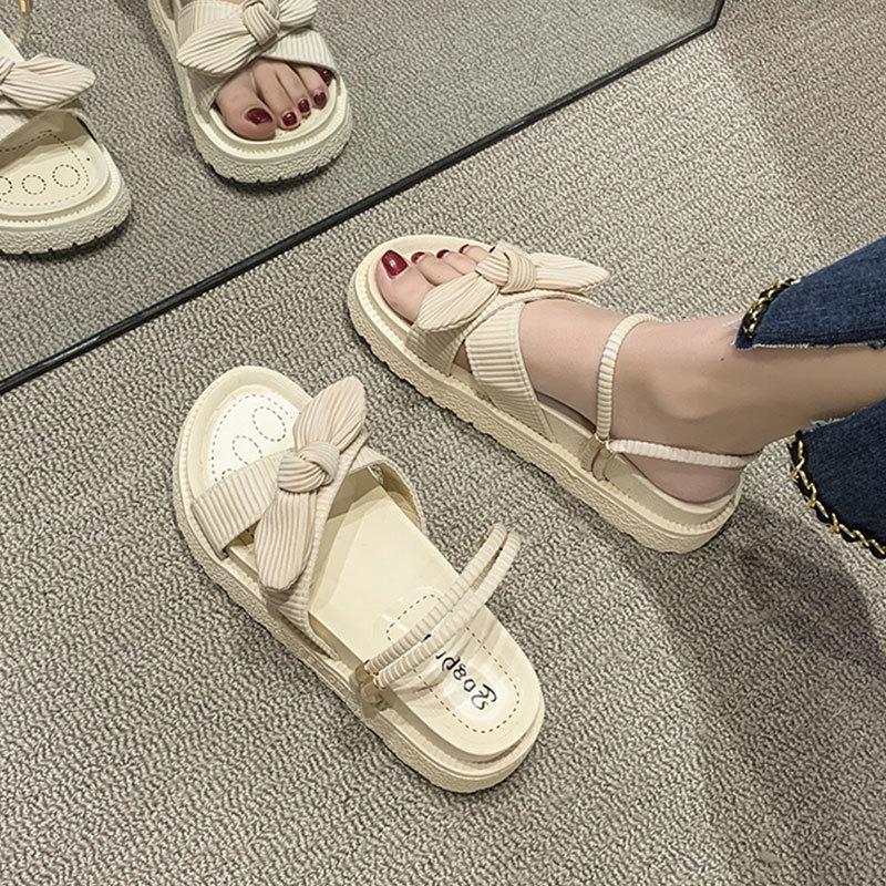Two sandals for women's summer wear 2025 new ins trendy with skirt platform fairy style Roman beach slippers