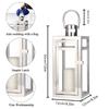 Silver Stainless Lanterns Hanging Candle Lantern Metal Candleholder with Tempered Glass for Home Wedding Decor