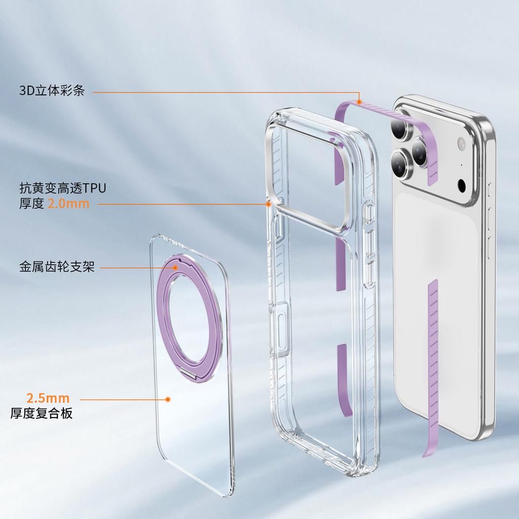 Fashion Transparent Magnetic Phone Case For iPhone 17 Air 16 15 14 Plus 13 Pro Max 360 Ring Stand For MagSafe Shockproof Cover