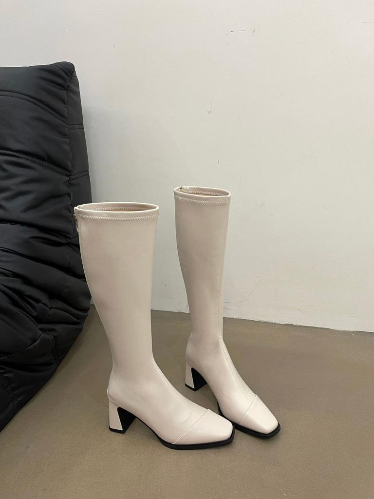 2025 autumn new fashion soft leather thick high heel zipper Chelsea Martin Chelsea Knight women's boots