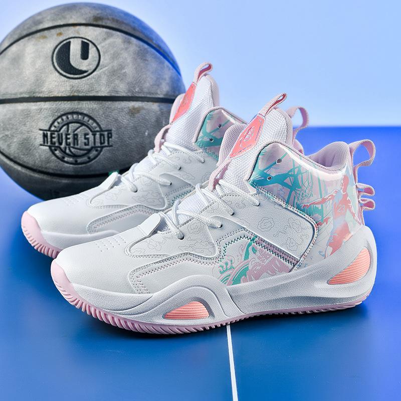 2025 Summer New Youth Thick-soled High-top Mandarin Duck Basketball Shoes Men's and Women's Same White Shoes Men's Casual Sports Shoes