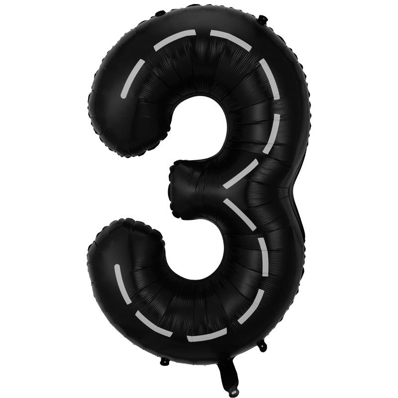 40 Inch Large Black Digital Aluminum Film Balloon Black And White Striped Racing Theme Birthday Party Decorative Balloon