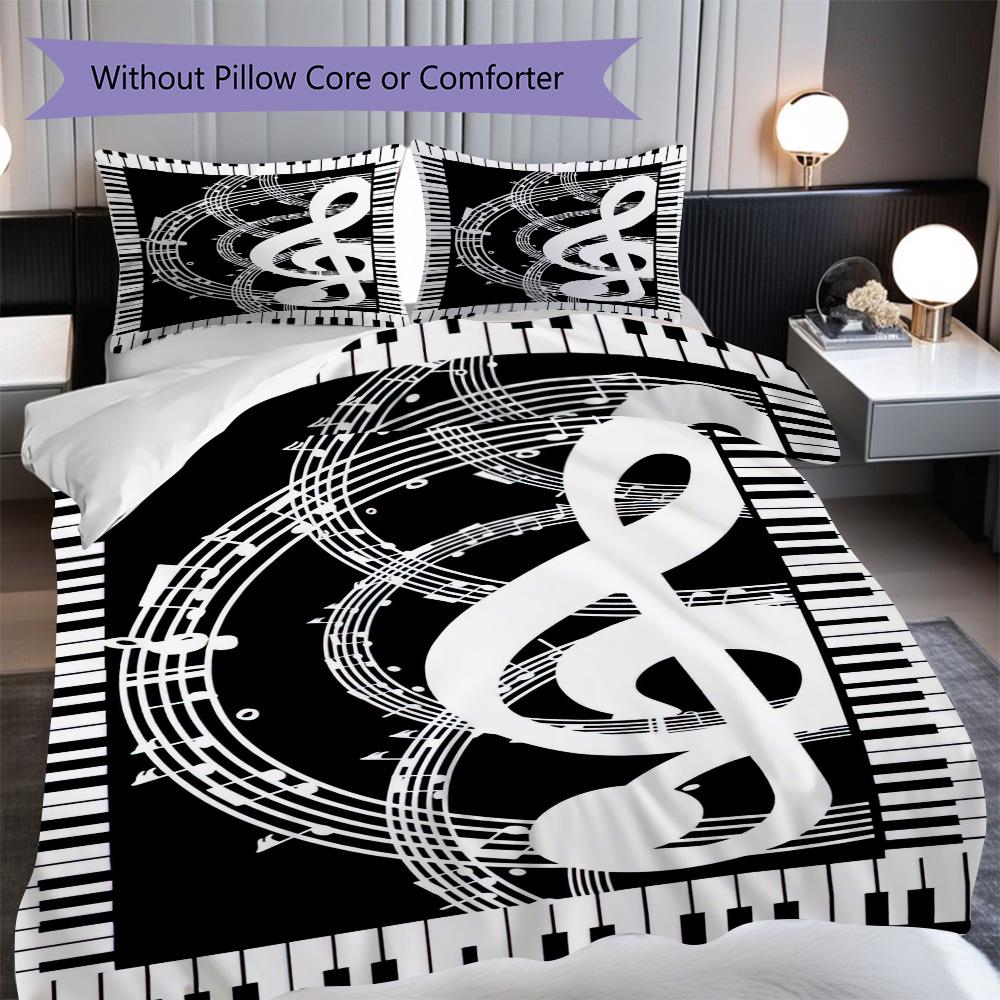 1PC Music, Guitar Theme Bedding Quilt Set Quilt Cover Pillowcase Home Decoration Birthday Gift (1 * Duvet Cover + 2 * Pillowcase, Without Core)