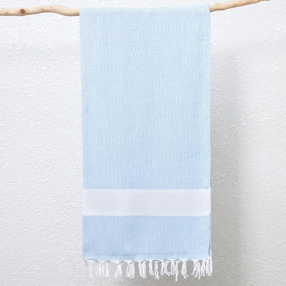 Woven Poly Cotton Solid Color Large Bath Towel Turkish Beach Blanket Cotton Linen Blend Geometric Diamond Pattern