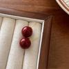 Red Ribbon Bow-knot Vintage Stud Earrings For Women Korean Fashion Autumn Winter Simple Bow Red Stud Earrings Geometric Earring