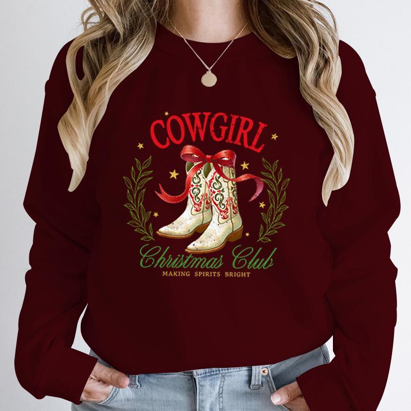 Fashion Hoodeless Sweatshirt Cowgirl Christmas Club Making
