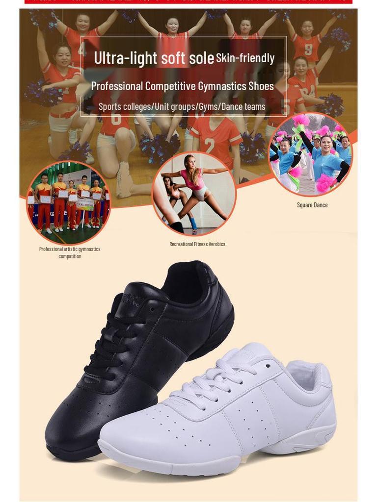 Yingrui Women's White Aerobic Dance Shoes - Soft Sole, Non-Slip, Perfect for Cheerleading and Children's Training (Model 610)