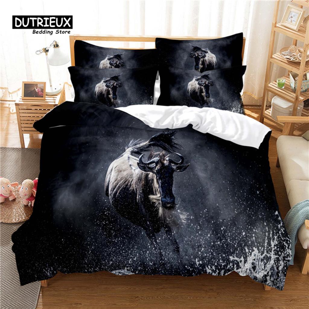 Blue Sky Cow Duvet Cover Set, Fashion Bedding Set, Soft Comfortable Breathable Duvet Cover, For Bedroom Guest Room Decor