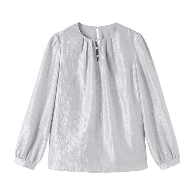 Xiangying Women s Lyocell Acetate Blend Round Neck Shirt S