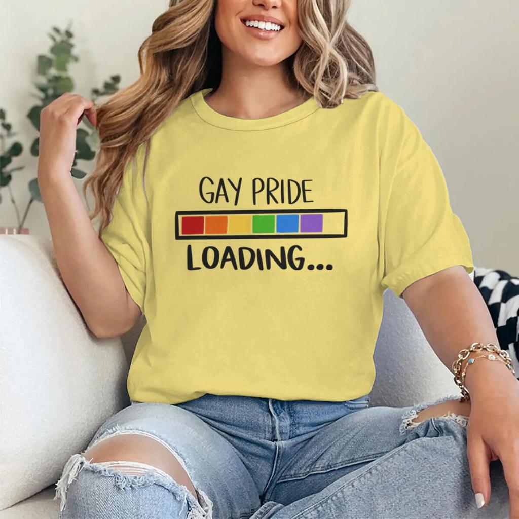 Gay Pride Loading Print T Shirts Casual Summer LGBT Women Men Tshirts Short Sleeve Lesbian Bisexual GAY Streetwear Gifts