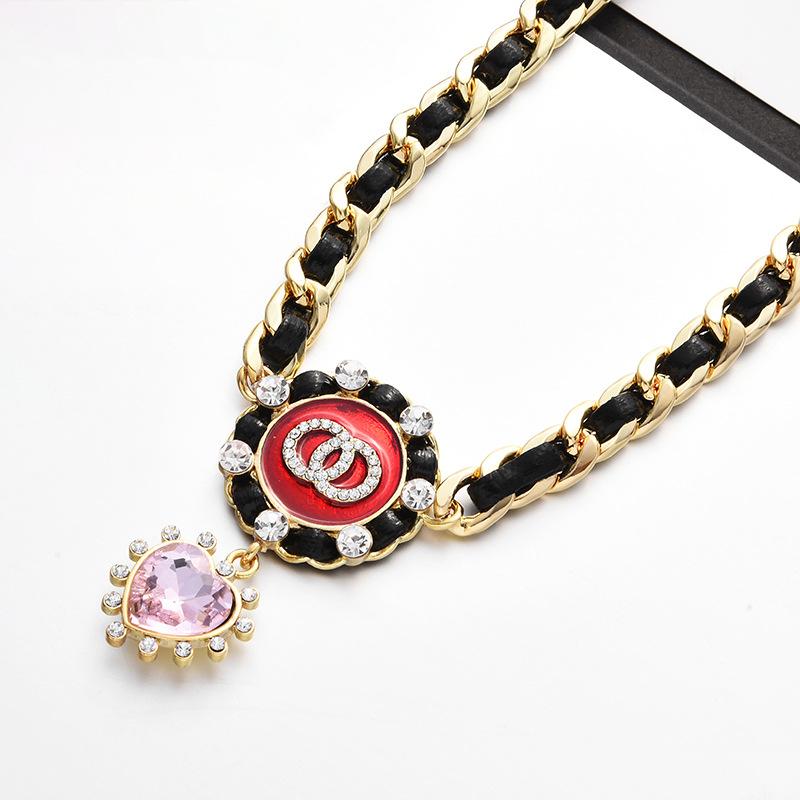 Style Korean Elegant Black Choker Necklace With Heart Pendant For Women