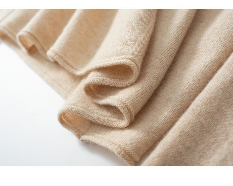 Women's High Neck Cashmere Sweater - Stylish Wheat Ear Knit for Autumn/Winter.