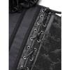 Black Jacquard Corset Top With Puff Sleeves And Bow Front Hook Boned Bustier For Women