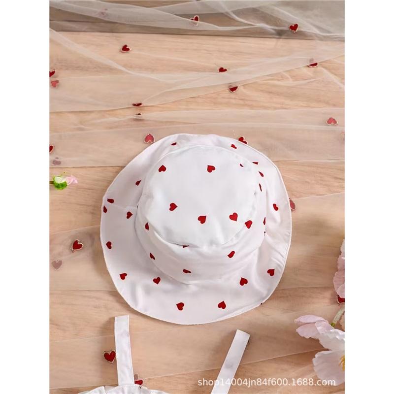 0-3 Years Old Girl Fashion Princess Dress Summer Children's Cute Heart-shaped Print Dress With Hat