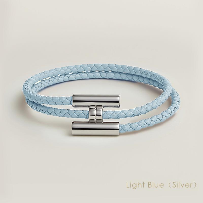 MOONLIGHT Classic H Button Braceles for Women Double-layer Leather Charm Bracelet Female Fashion Couple Jewelry Gifts 13 Colors