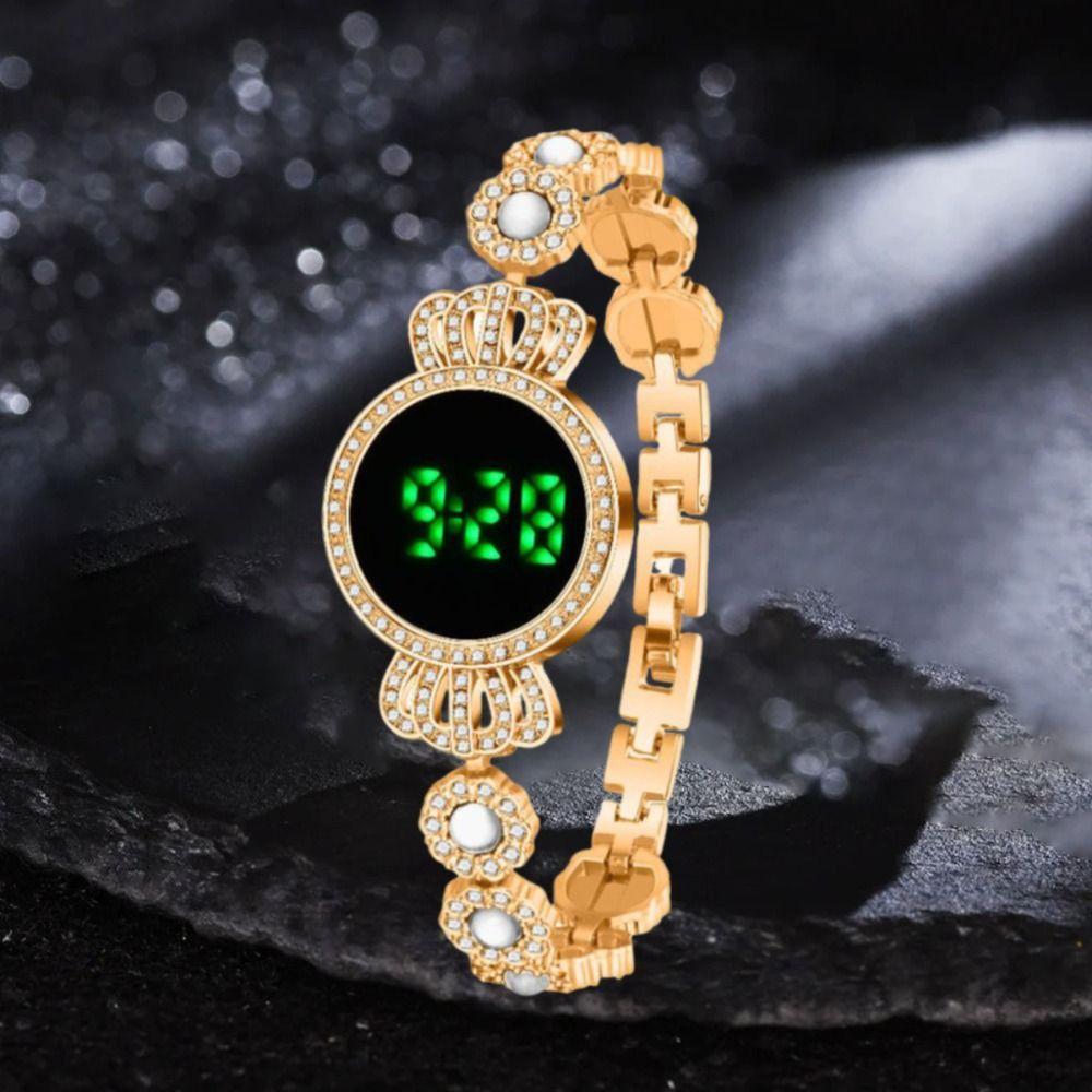 Elegant Touch Digital Wrist Watches Retro Rhinestone Wristwatch Women's Electronic Watch  Female