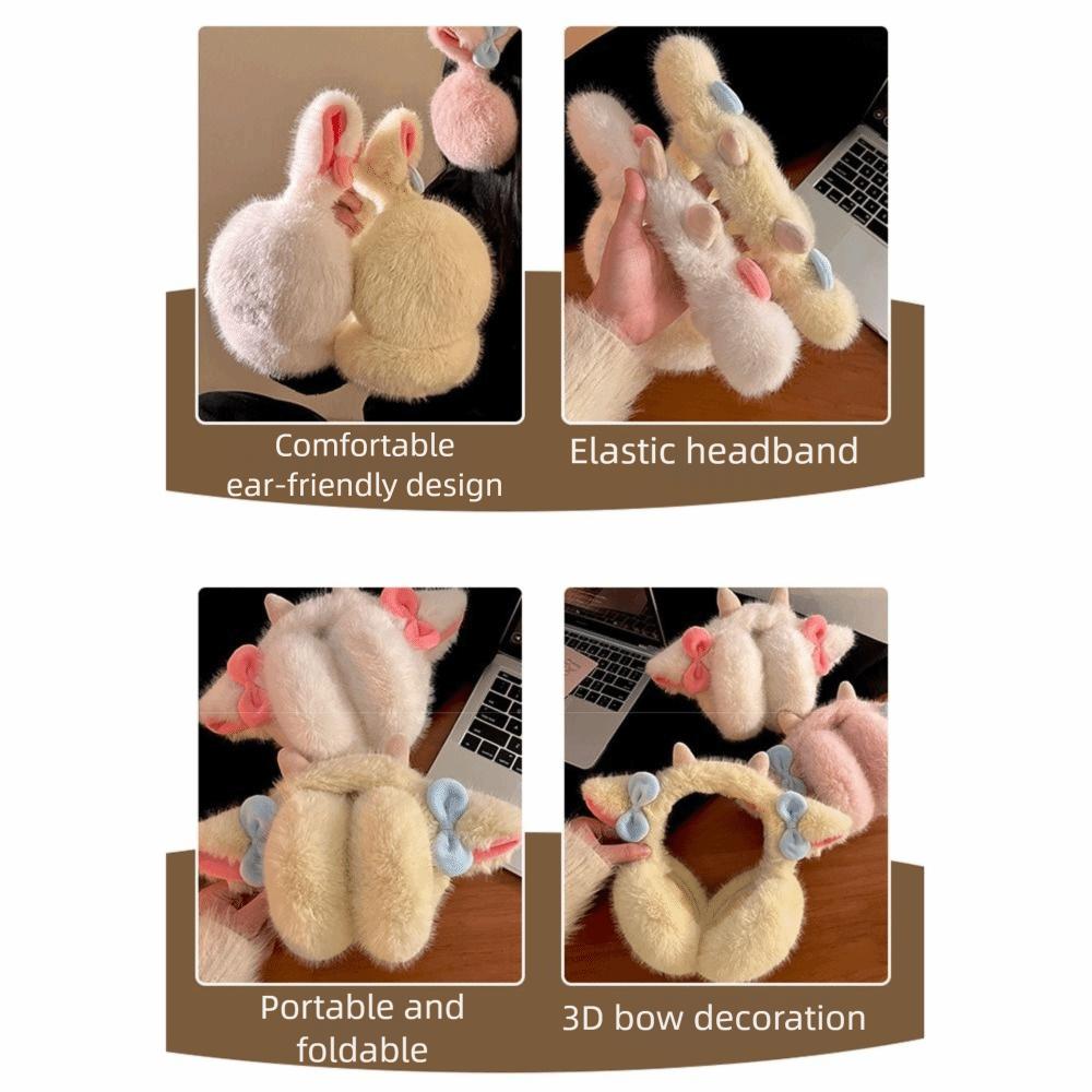 Soft Plush Winter Ear Warmer cartoon Cute Ear Cover Windproof Little Lamb Horns Earmuffs  Cycling