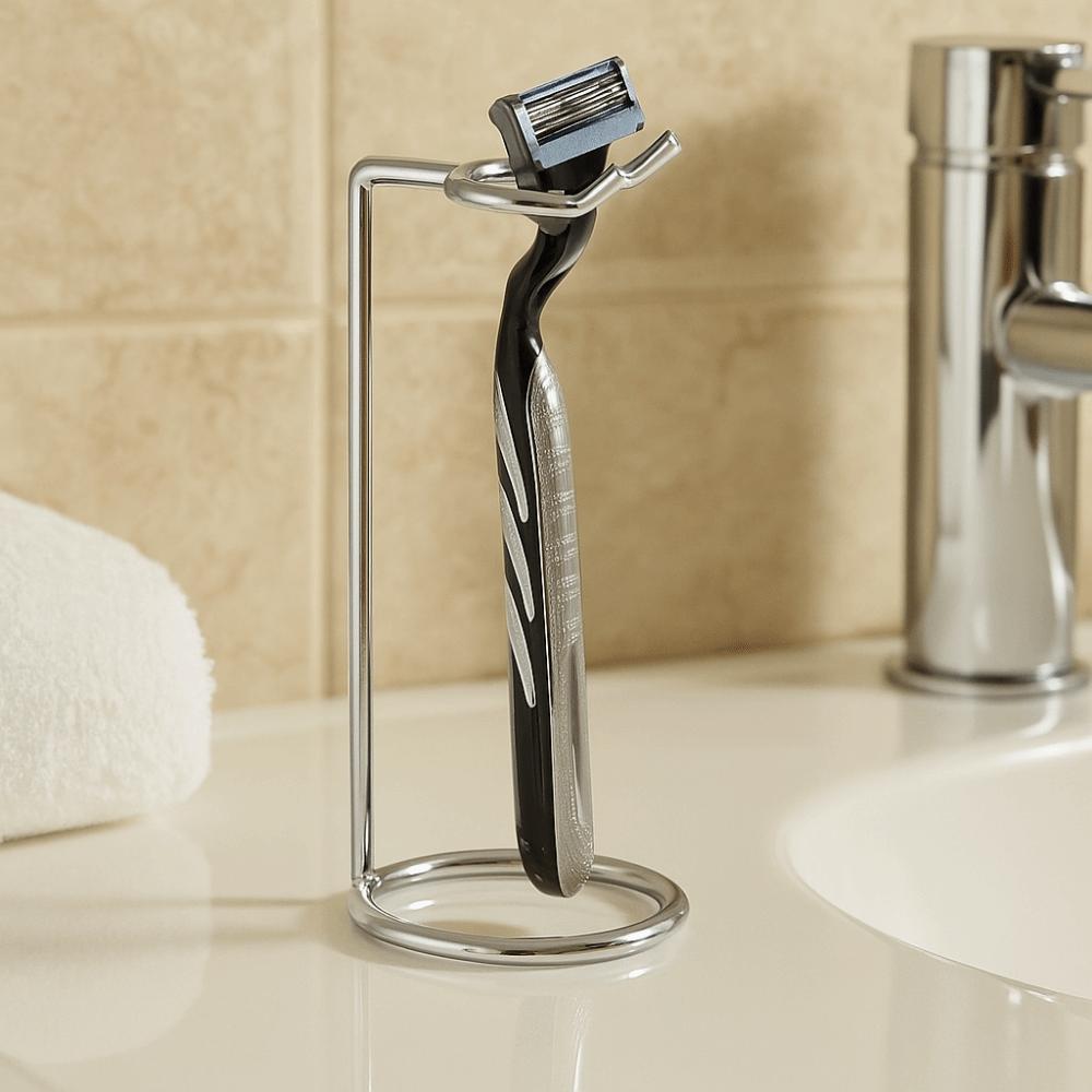 Portable Stainless Steel Shaver Storage Rack Silver Safety Shaver Holder Easy Carry Shaver Stand Shaving Kit