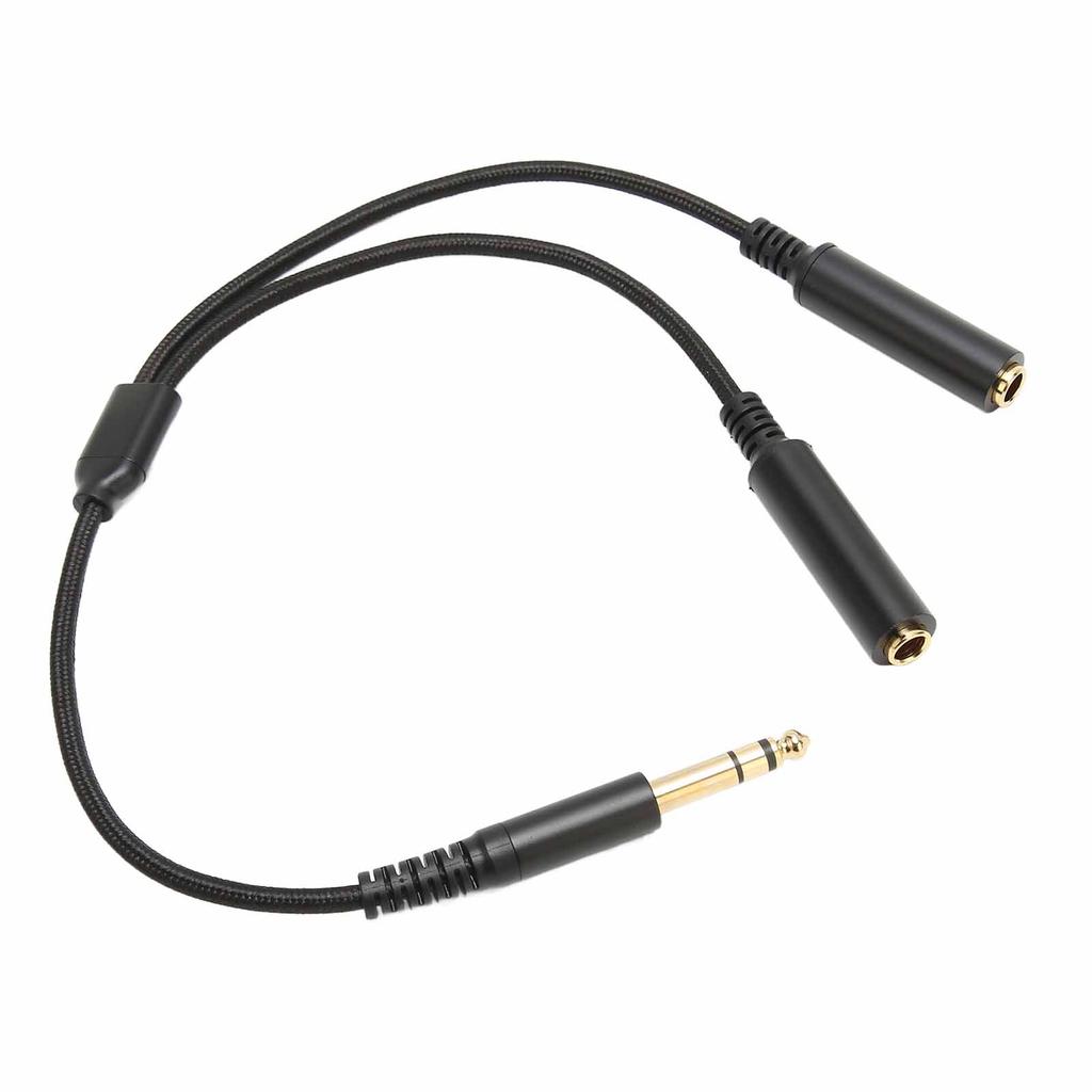 6.35mm Stereo Male Plug to Dual Female Plug Cable 14 Inch 6.35mm Splitter Y Cable with Gold Plated