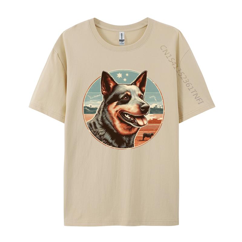 Vintage Australian Cattle Dog Tshirt Dog Lover Tshirt Animal Funny Pure Cotton Tee Shirts Adult Tops Tees