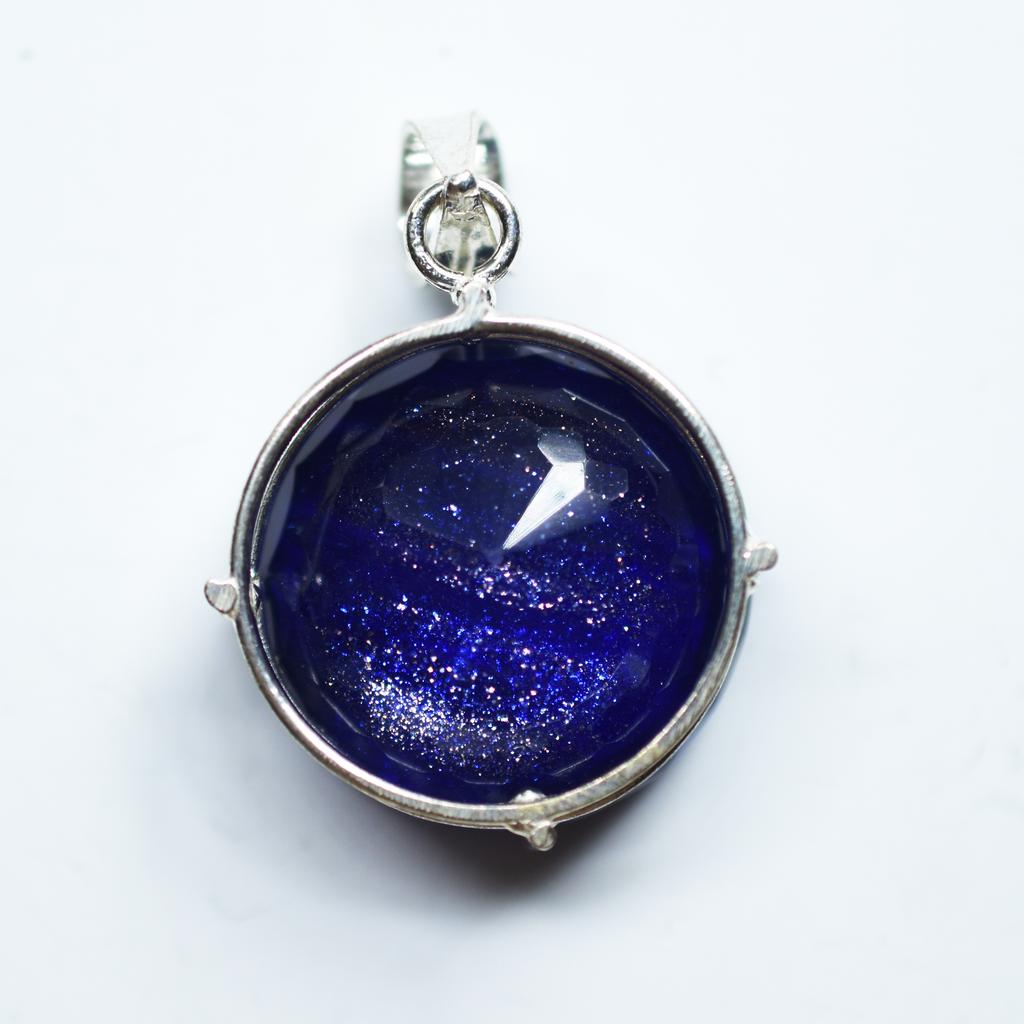 Certified 94.85 Ct Natural Blue Sandstone Pendant 925 Sterling Silver Gemstone my-352-k