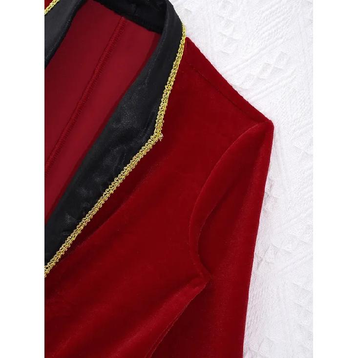 Boys Girls Circus Ringmaster Showman Magician Costume Halloween Tailcoat Jacket with Hat Gloves Outfits for Fancy Party