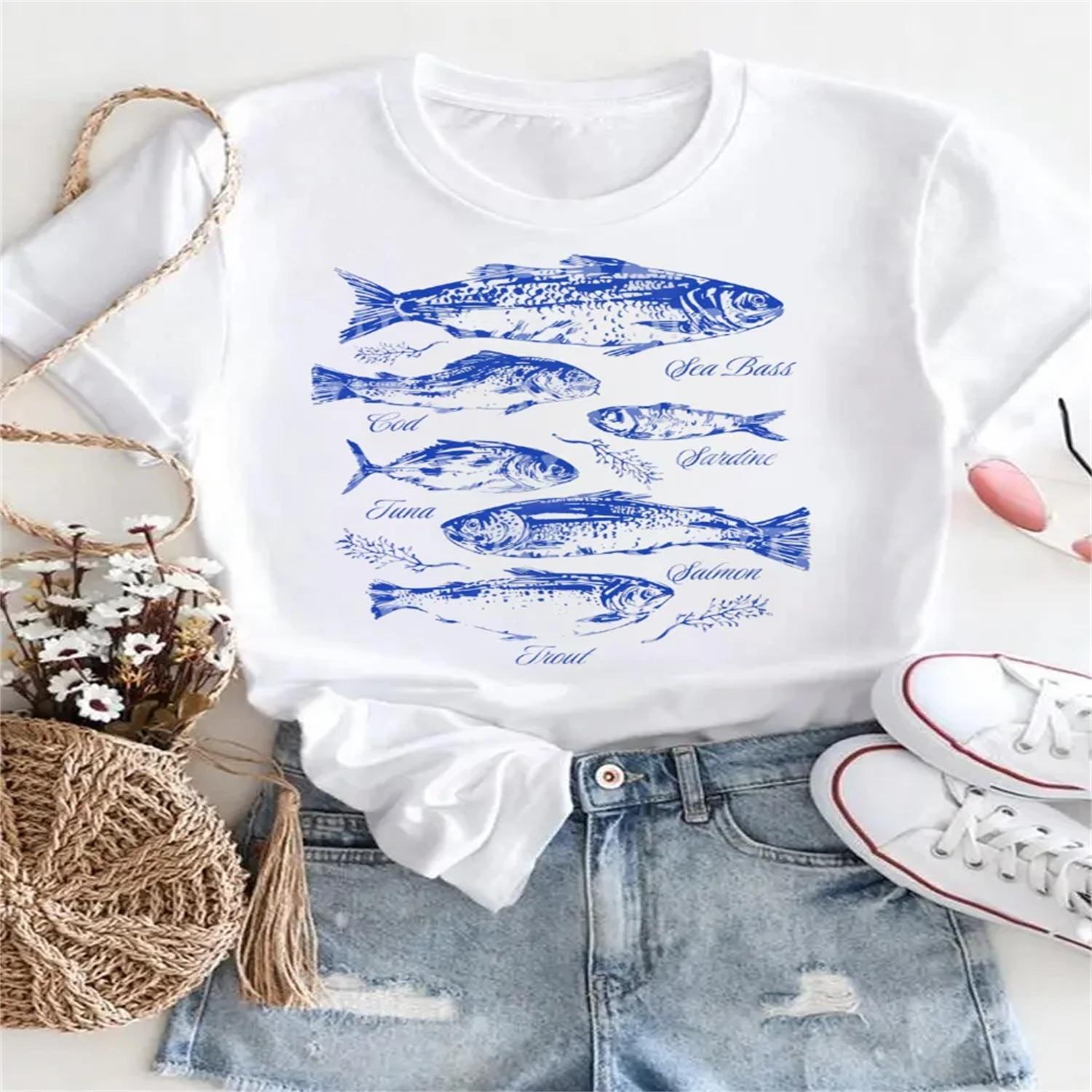 Cartoon Women s Cute Casual Short Sleeved Regular T-Shirt Fashionable Women s Clothing Printed Top Summer Pattern Basic T-Shirt S
