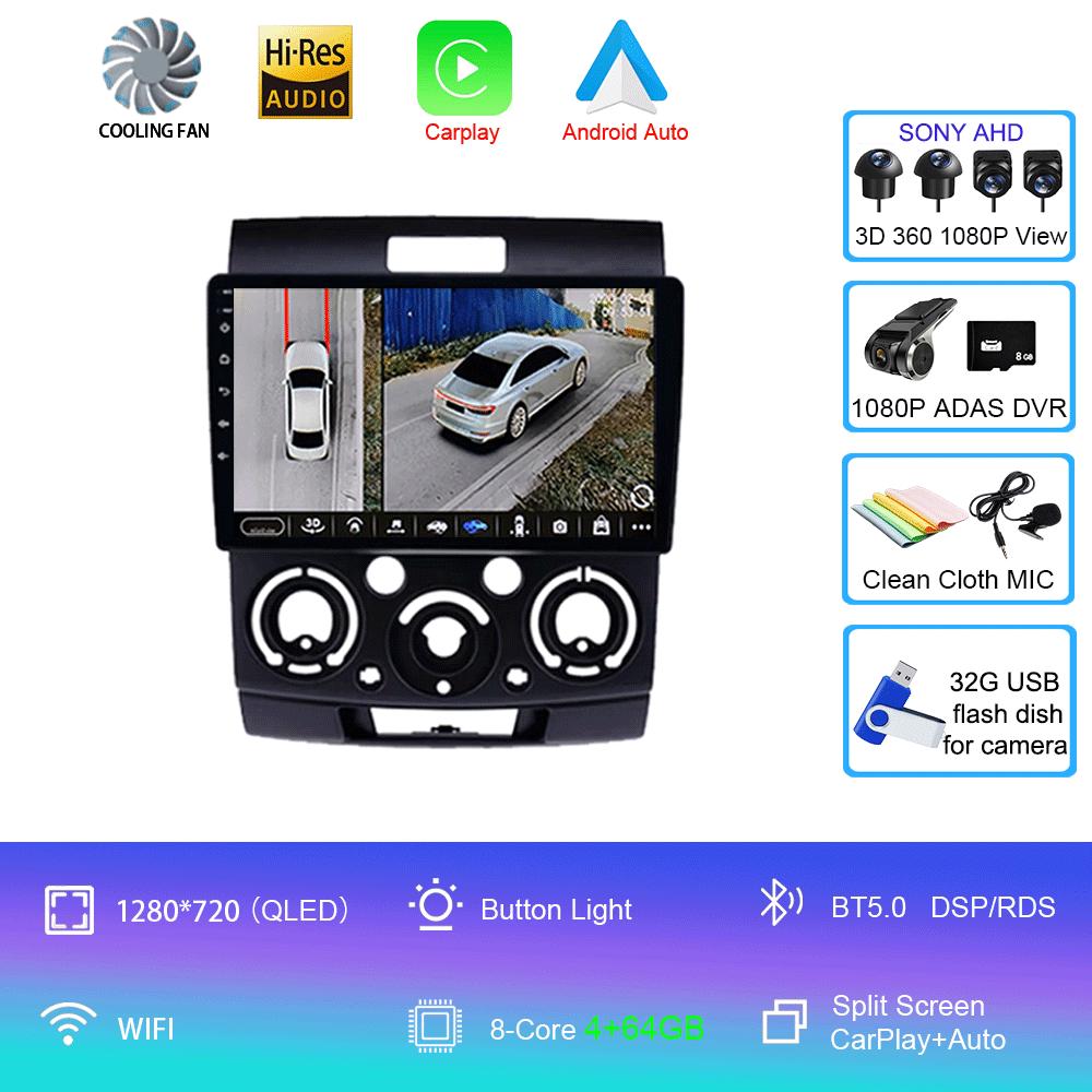 for Ford Everest Ranger Mazda BT50 BT-50 2006-2010 Car Radio Autoradio Multimedia Stereo Player Carplay Android 14 2din