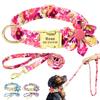 Set Collare e Guinzaglio Personalizzato per Cani Nylon Stampato Collari ID Cani Corda Guinzaglio per Animali Domestici Accessori Floreali Cani Piccoli Medi Grandi