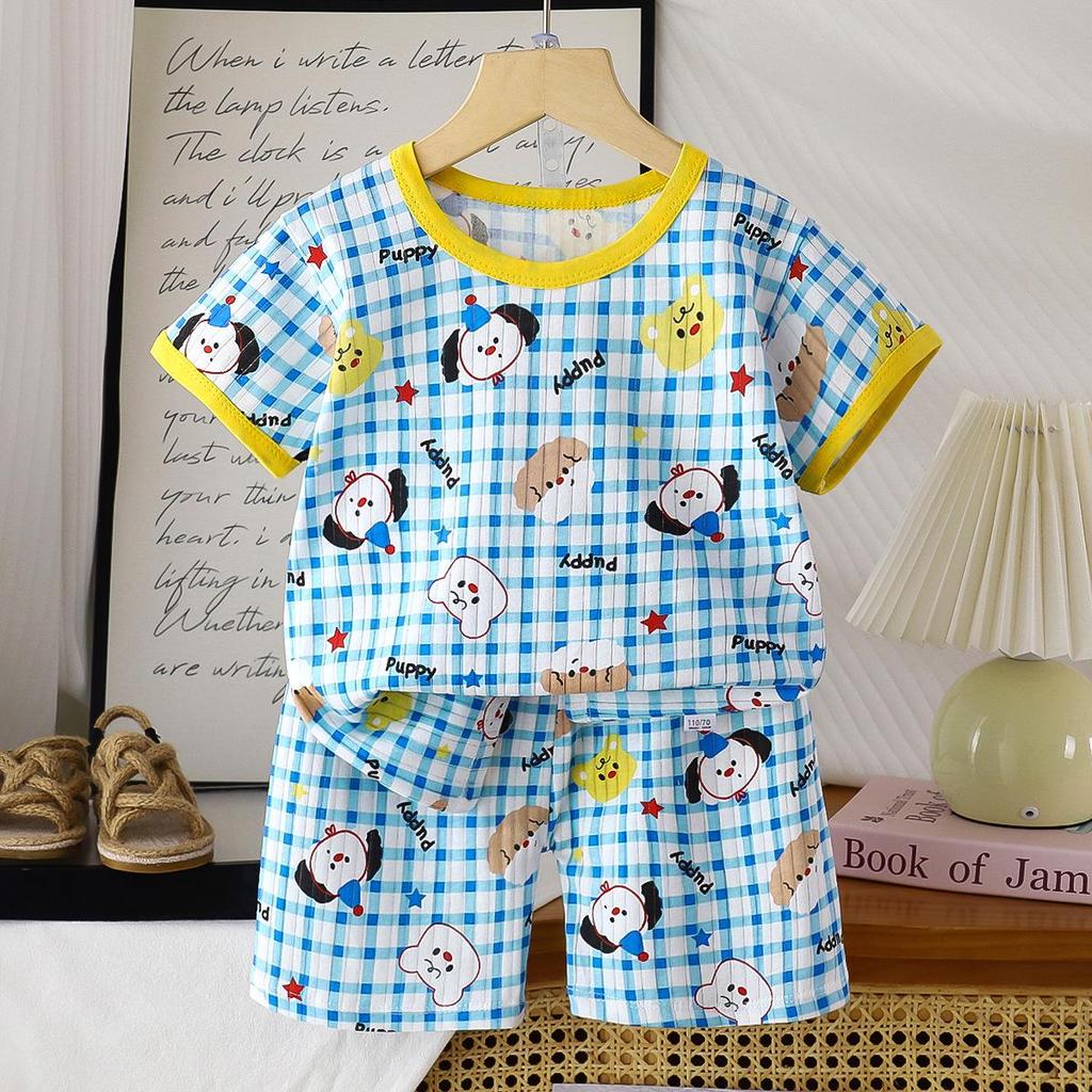 Kids' Cotton Short-Sleeved Set: Korean Style Summer Two-Piece for Girls and Boys