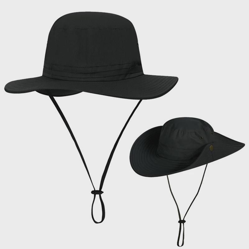 

Fishing Sun Hat UV Protection Hiking Big Brim Jean Fisherman Hat Men Summer Outdoor Sun Protection Hat YF005 Black One hat and two large brim