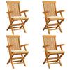 Garden Chairs with Cream Cushions Set of 4 Solid Teak Wood
